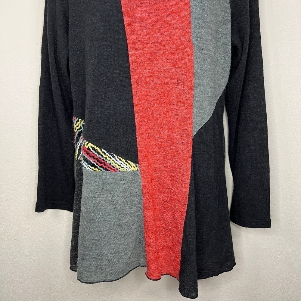Large Colorblock Patchwork Sweater Knit Long Slee… - image 3